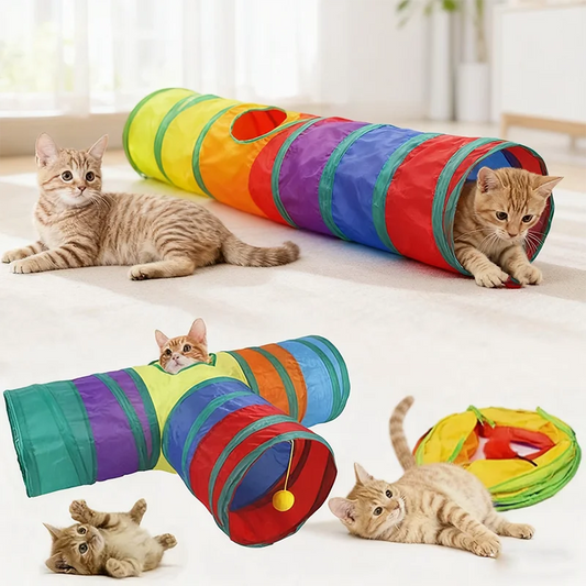 Rainbow Cat Tunnel Collapsible Interactive Cat Toy Durable Scratch Resistant Pet Play Tunnel For Indoor Cats Self Hi Cat Toy