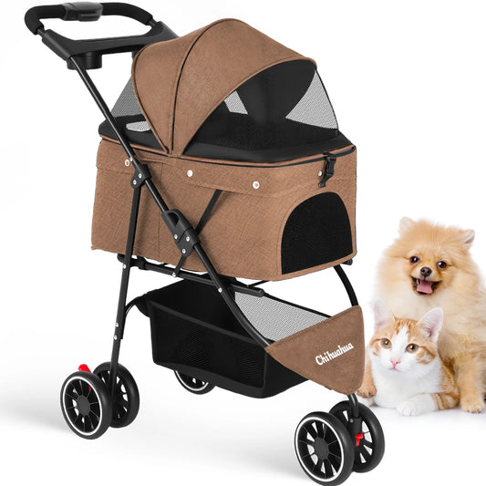 Pet Stroller For Small Puppy Dogs & Cats Travel Portable Dog Stroller Foldable Dog Cat Carrier Strolling