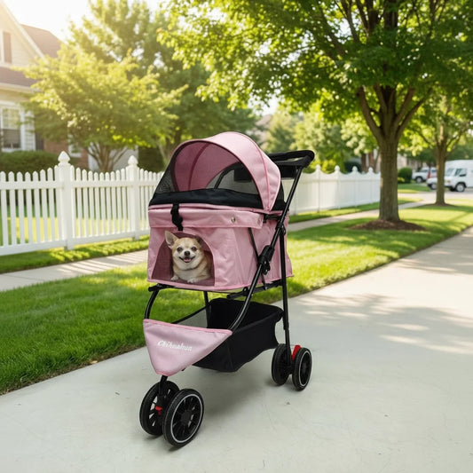 Pet Stroller For Small Puppy Dogs & Cats Travel Portable Dog Stroller Foldable Dog Cat Carrier Strolling