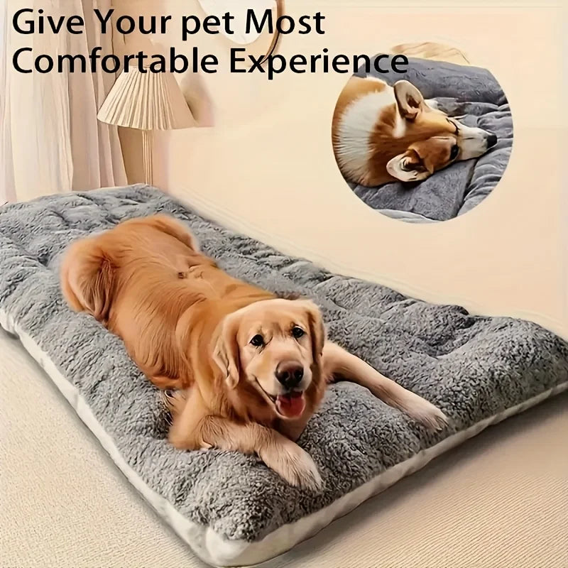 Oversized Plush Dog Cat Bed Sofa Crate Pad Ultra Soft Polyester Pet Mat for All Size Cats Dogs Adorable Rectangle Couch
