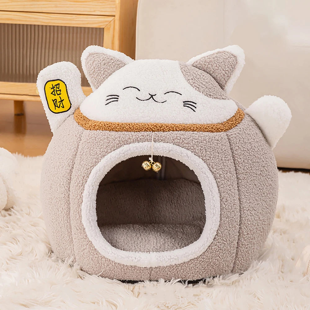 Winter warm enclosed plush circular pet nest, detachable design for easy cleaning and hygiene maintenance.zwq