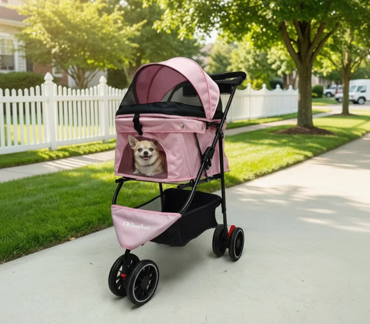 Premium 4-Wheel Pet Stroller - Perfect for Small Dogs & Cats