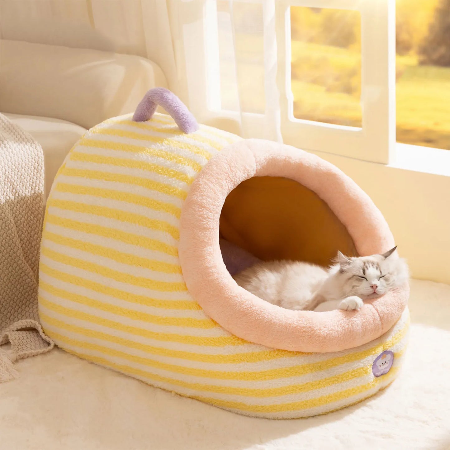 Creative Cat Soft Bed House Removable Plush Dog House Mat Pet Cats Four Seasons Cushion Basket Machine Washable Pet Accessories