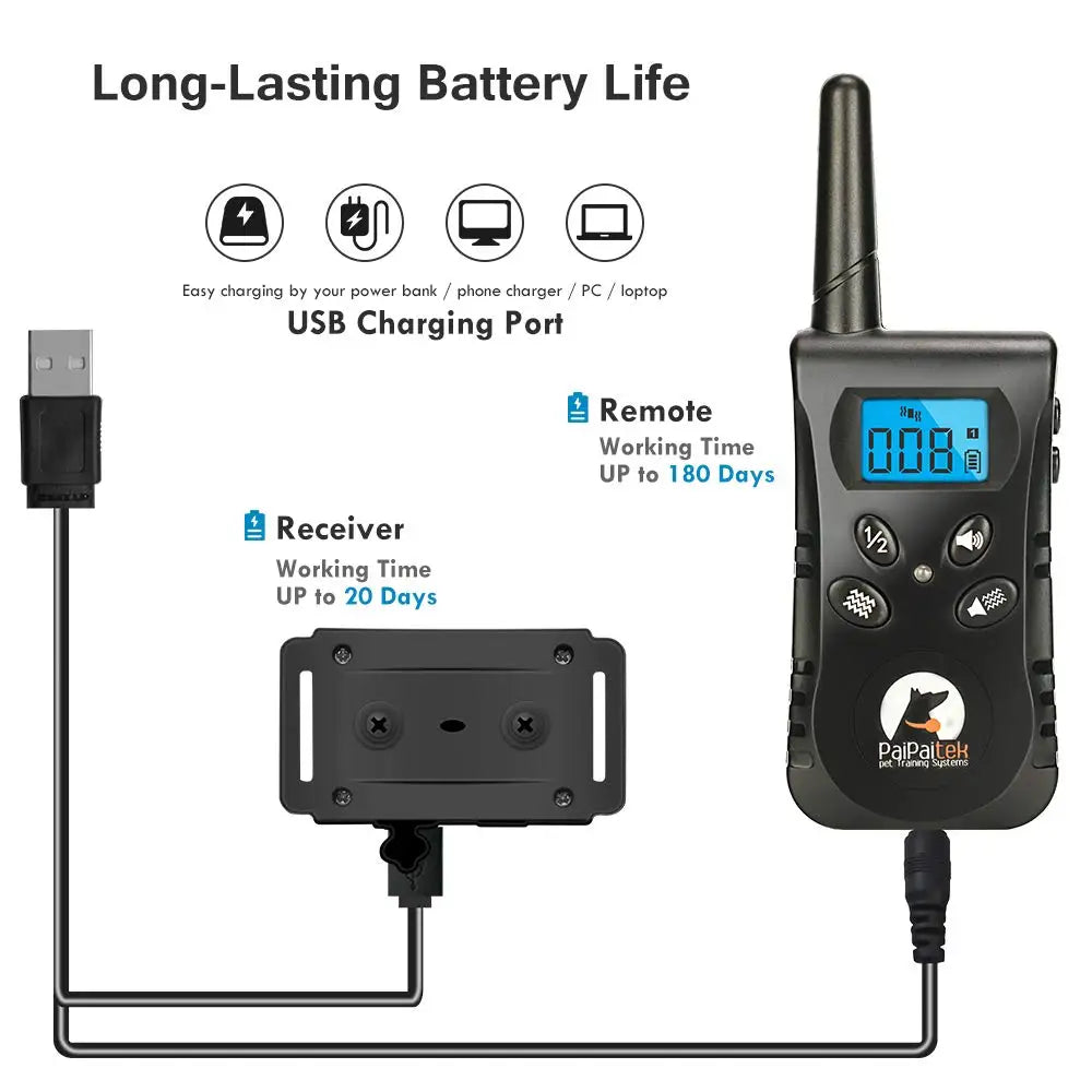 PaiPaitek No Shock Dog Training Collar with Remote, Lightest Vibration Collar for Small Dogs Rechargeable, 1600ft Range