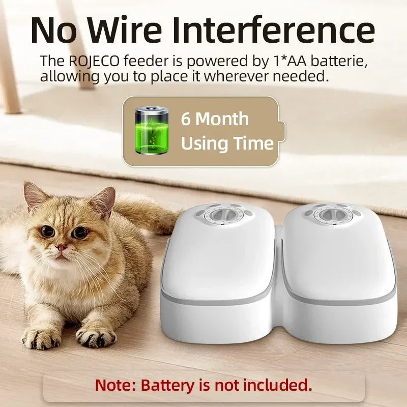 2 Meals Timed Automatic Dog Feeder Dual Bowls Smart Cat Food Dispenser Wet Dry Pet Food Dispenser Pet Feeder Cat Accessories