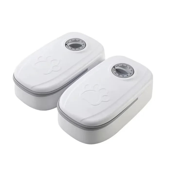 2 Meals Timed Automatic Dog Feeder Dual Bowls Smart Cat Food Dispenser Wet Dry Pet Food Dispenser Pet Feeder Cat Accessories