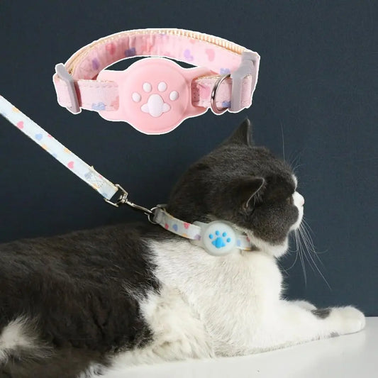 Nylon Pet Locator Collar Glow-in-The-Dark Adjustable Dog Cat Collar Anti-Lost Silicone Tracker Protective Cover for AirTag Pet
