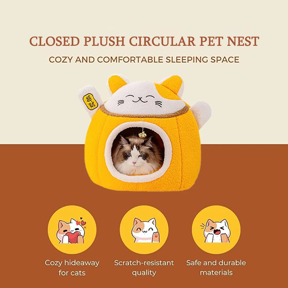 Winter warm enclosed plush circular pet nest, detachable design for easy cleaning and hygiene maintenance.zwq