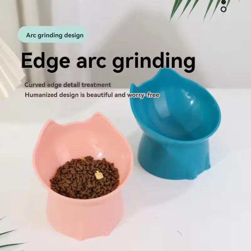 Tilted Elevated Cat Food Bowl Ergonomic Cat Food Dish Anti Neck Protector Vomiting Raised Cats Food Bowl Non Slip for Cats Dogs