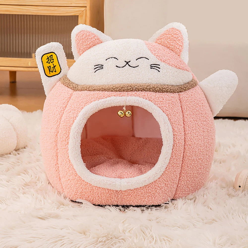 Winter warm enclosed plush circular pet nest, detachable design for easy cleaning and hygiene maintenance.zwq