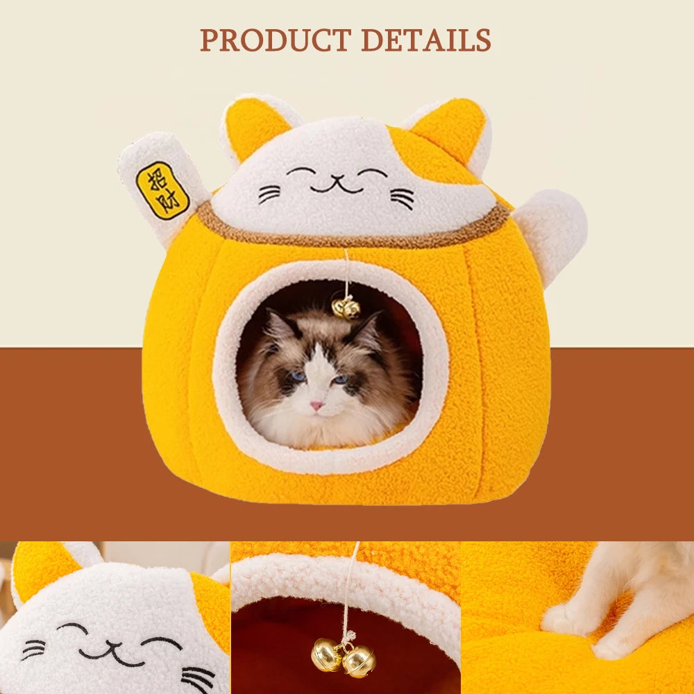Winter warm enclosed plush circular pet nest, detachable design for easy cleaning and hygiene maintenance.zwq