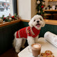Red and green gingerbread, reindeer, Christmas pet sweater, small dog clothes, small dog cat, keep warm in winter