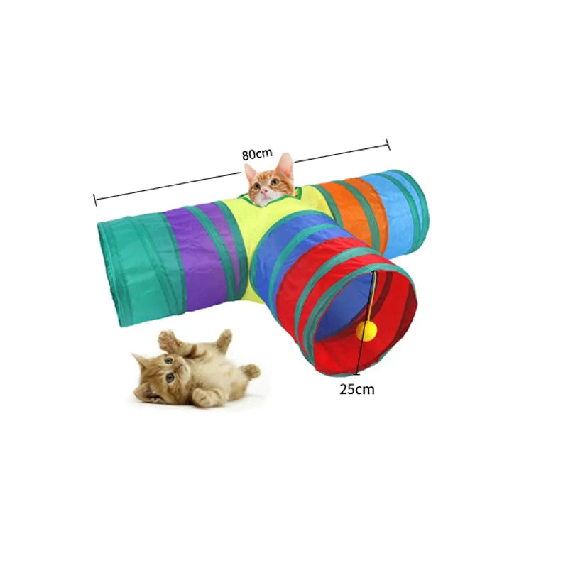 Rainbow Cat Tunnel Collapsible Interactive Cat Toy Durable Scratch Resistant Pet Play Tunnel For Indoor Cats Self Hi Cat Toy