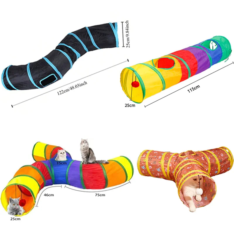 Rainbow Cat Tunnel Collapsible Interactive Cat Toy Durable Scratch Resistant Pet Play Tunnel For Indoor Cats Self Hi Cat Toy