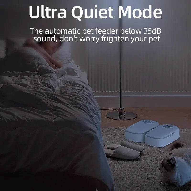 2 Meals Timed Automatic Dog Feeder Dual Bowls Smart Cat Food Dispenser Wet Dry Pet Food Dispenser Pet Feeder Cat Accessories