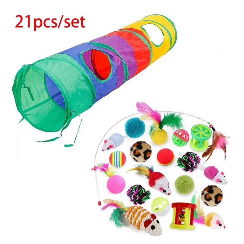 Rainbow Cat Tunnel Collapsible Interactive Cat Toy Durable Scratch Resistant Pet Play Tunnel For Indoor Cats Self Hi Cat Toy