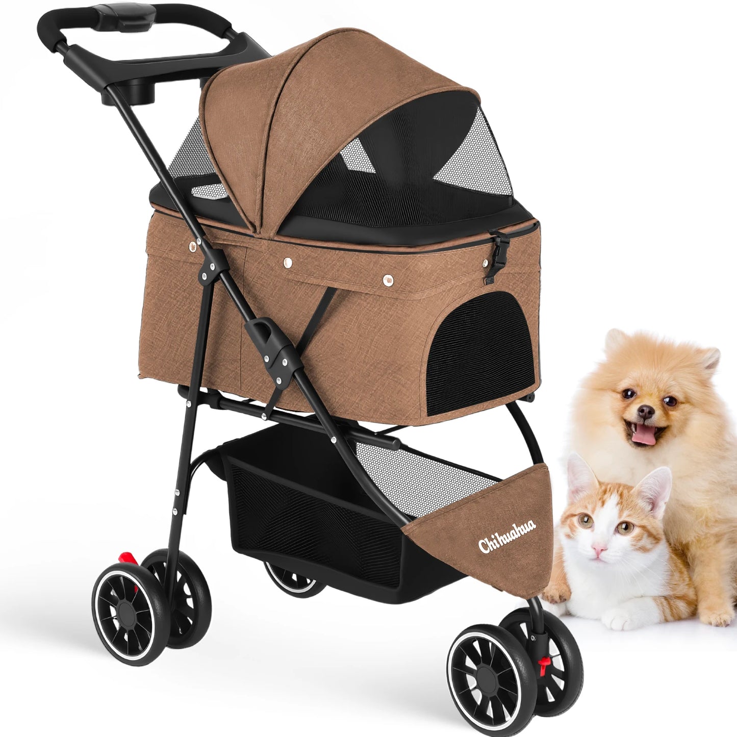 Pet Stroller For Small Puppy Dogs & Cats Travel Portable Dog Stroller  Foldable Dog Cat Carrier Strolling
