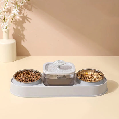Cat Food Bowl Pet Automatic Feeder Water Dispenser Dog Cat Food Container Drinking Dish Anti Slip Double Bowl