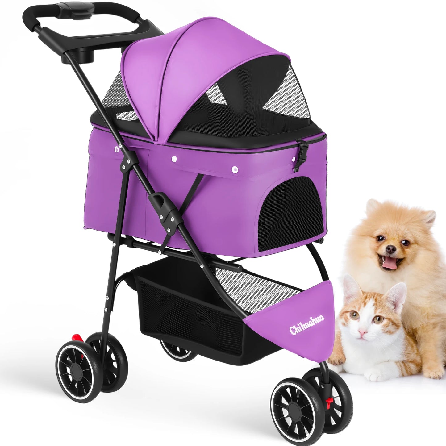 Pet Stroller For Small Puppy Dogs & Cats Travel Portable Dog Stroller  Foldable Dog Cat Carrier Strolling