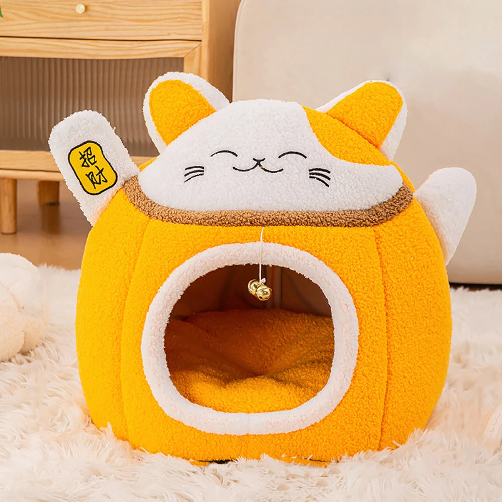 Winter warm enclosed plush circular pet nest, detachable design for easy cleaning and hygiene maintenance.zwq