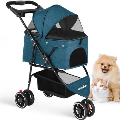 Pet Stroller For Small Puppy Dogs & Cats Travel Portable Dog Stroller  Foldable Dog Cat Carrier Strolling