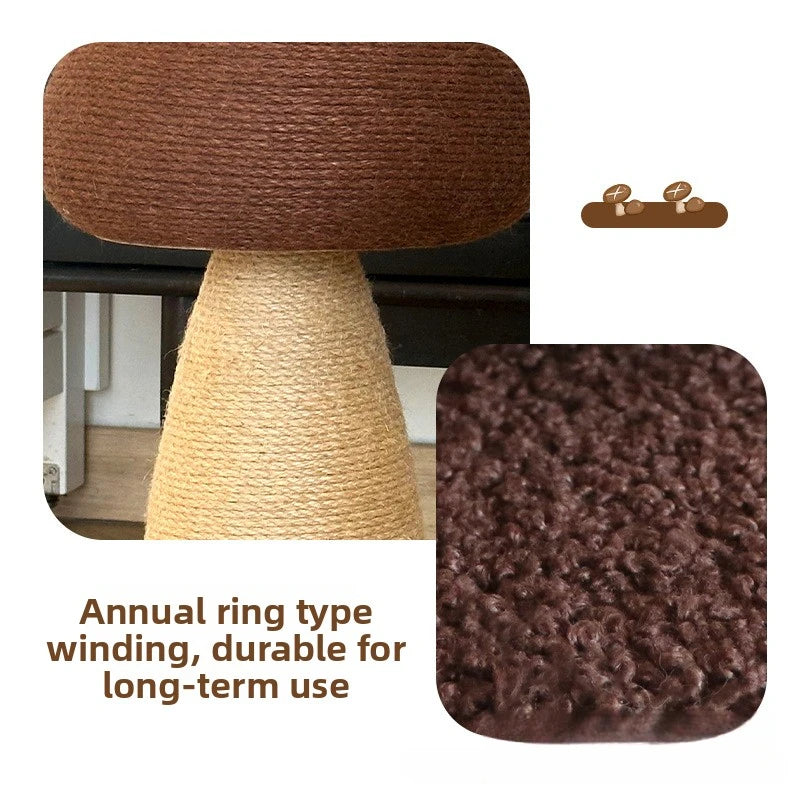 Mushroom Sisal Cat Scratching Post & Board, Vertical Claw Grinding Pad, Durable Non-Shed Cat Scratching Supplies