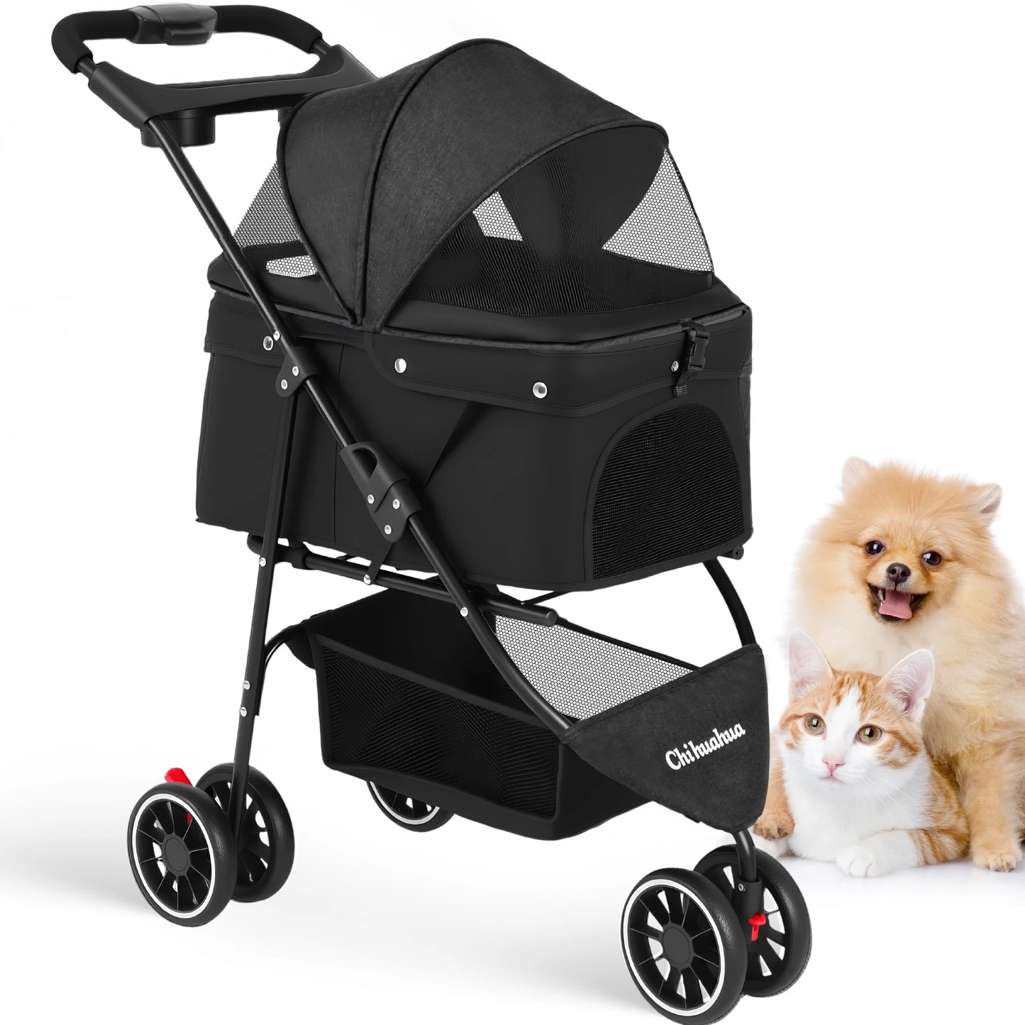 Pet Stroller For Small Puppy Dogs & Cats Travel Portable Dog Stroller  Foldable Dog Cat Carrier Strolling