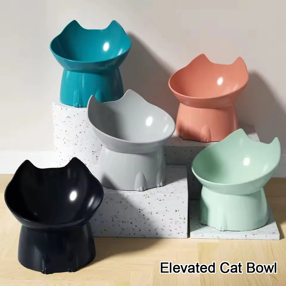Tilted Elevated Cat Food Bowl Ergonomic Cat Food Dish Anti Neck Protector Vomiting Raised Cats Food Bowl Non Slip for Cats Dogs