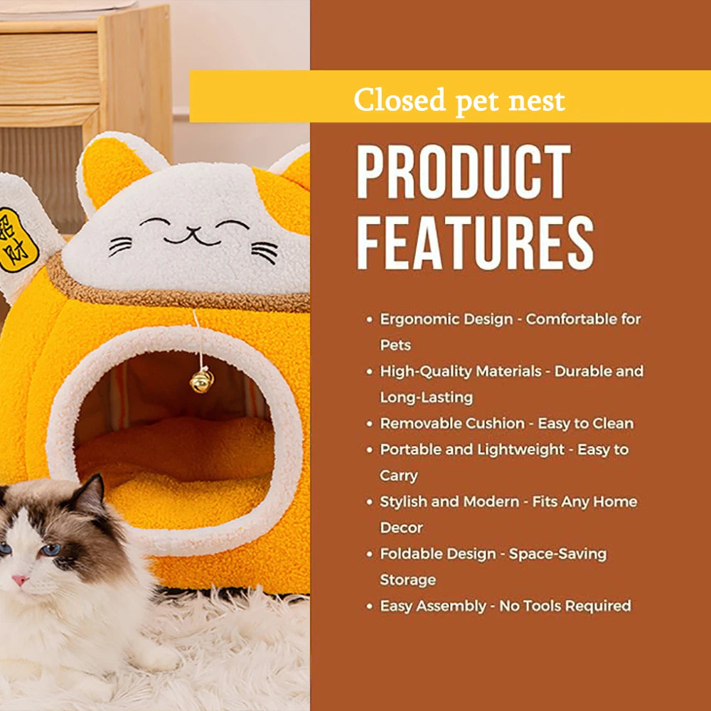 Winter warm enclosed plush circular pet nest, detachable design for easy cleaning and hygiene maintenance.zwq