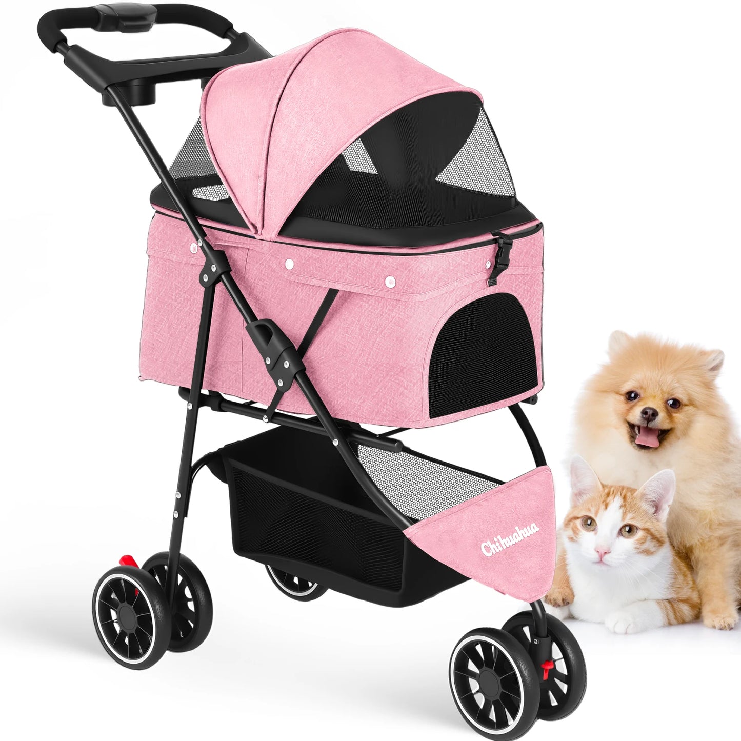 Pet Stroller For Small Puppy Dogs & Cats Travel Portable Dog Stroller  Foldable Dog Cat Carrier Strolling