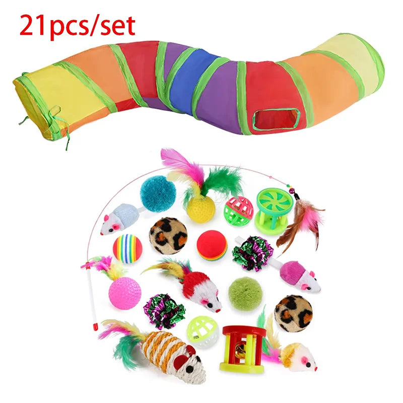 Rainbow Cat Tunnel Collapsible Interactive Cat Toy Durable Scratch Resistant Pet Play Tunnel For Indoor Cats Self Hi Cat Toy