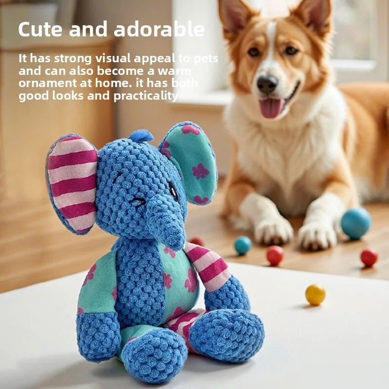 Pet Dog Plush Toy Cute Fox Elephant Bite Resistant Interactive Squeaky Dog Chewing Toy Dog Teeth Cleaning Sounding Doll Chew Toy