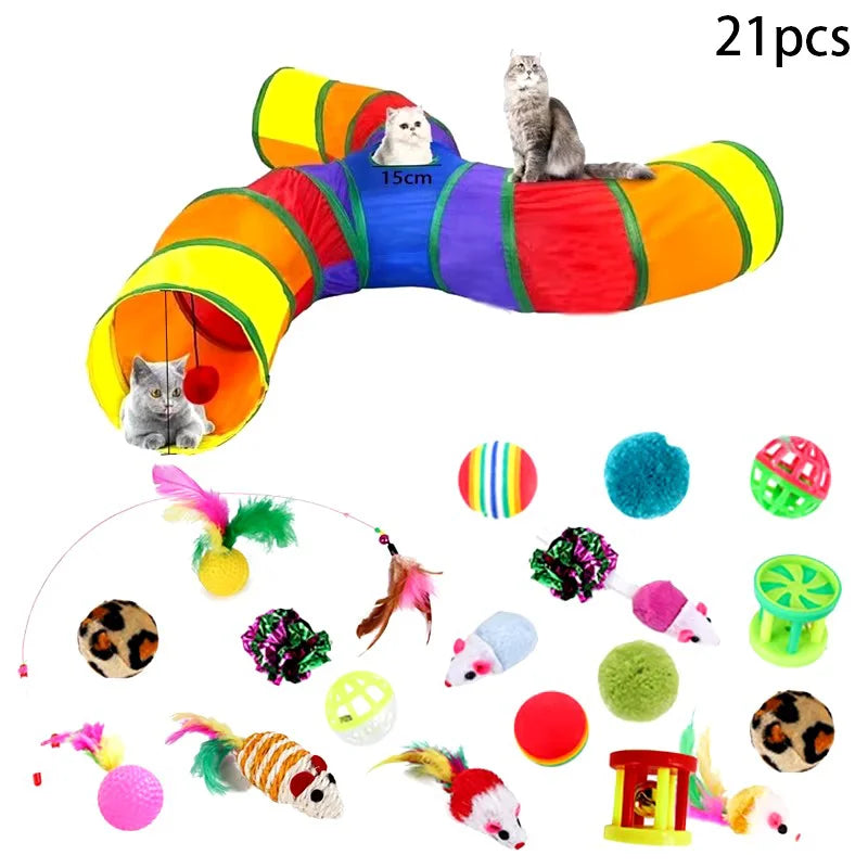 Rainbow Cat Tunnel Collapsible Interactive Cat Toy Durable Scratch Resistant Pet Play Tunnel For Indoor Cats Self Hi Cat Toy